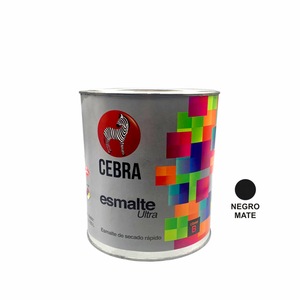 PINTURA ESMALTE NEGRO MATE 1/4 GALON CEBRA, Solo En Www ...