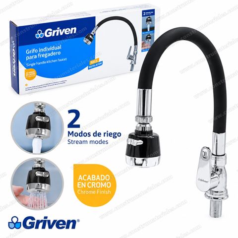 Griferia Fregadero Individual Flexible Negra Griven