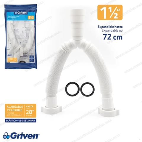 Sifon Doble Flexible para Fregadero 1-1/2" Griven