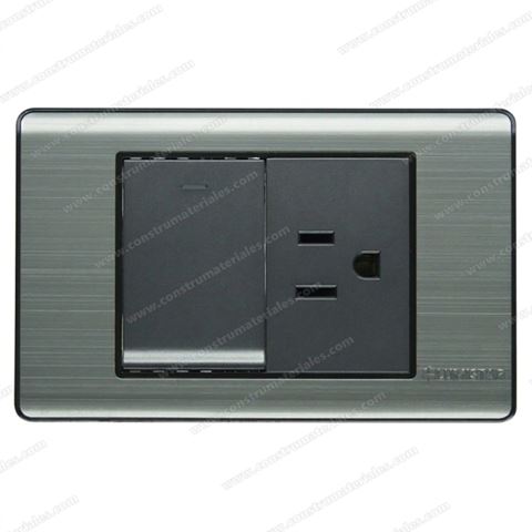 Interruptor + Toma 3Way Elite para Empotrar Plata Lumistar